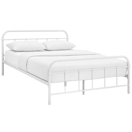 MODWAY FURNITURE 36.5 x 84.5 in. Maisie Queen Stainless Steel Bed Frame White MOD-5533-WHI-SET